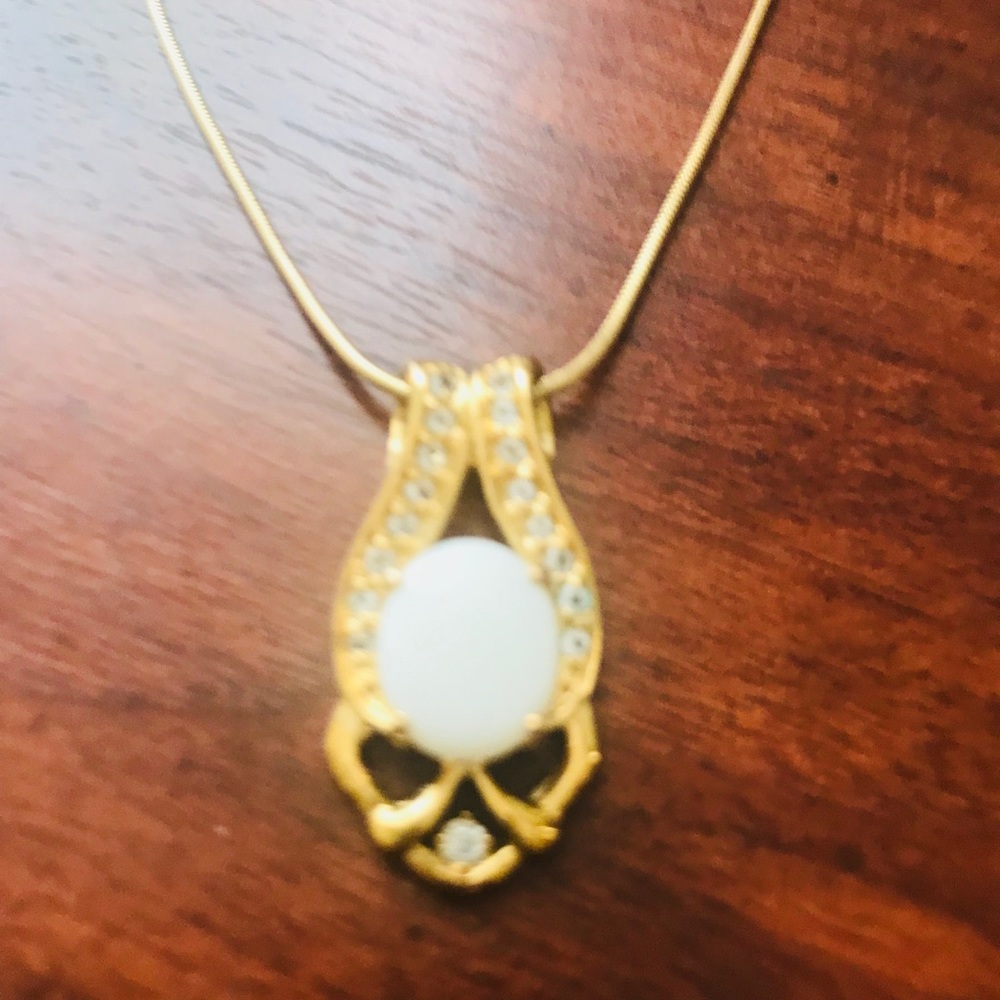 Opal and diamond necklace